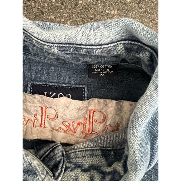 Izod Blue Casual Button Down Shirt - Picture 9 of 9